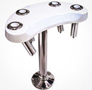 Haines Hunter Lean / Leaning Post in White with 360 Swivel Seat and 4 Rod Holders Haines Hunter Lean / Leaning Post in White with 360 Swivel Seat and 4 Rod Holders