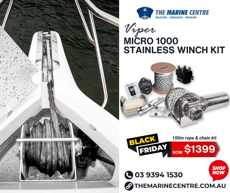 Viper S Series MICRO 1000 Stainless Winch Kit Inc 100m Rope and Chain