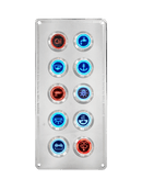 10 GANG STAINLESS STEEL SWITCH PANEL WITH 20AMP DUAL LED IP67 BACKLIT SWITCHES