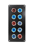 10 GANG CARBON FIBRE SWITCH PANEL WITH 20AMP DUAL LED IP67 BACKLIT SWITCHES