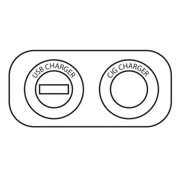 Flush Mount Black USB/Cigarette Charger Outlet Combo - 105(L) x 60(W) x 43(H)mm