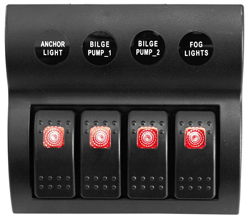 Lighted Marine Switch Panel 6 GANG 12V SWITCH PANEL LED ROCKER TOGGLE