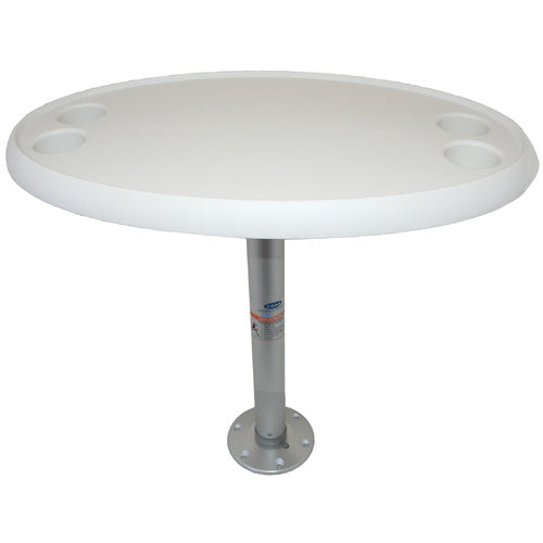 Oval Boat Table with Fixed Pedestal