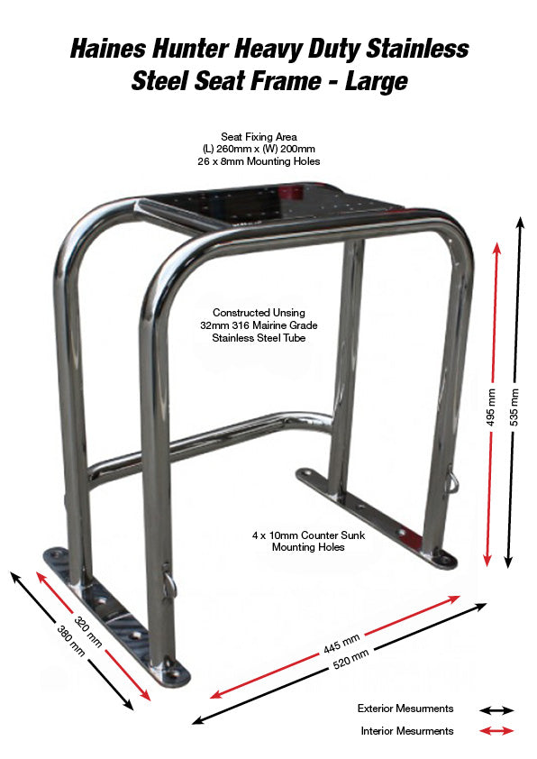 Large Stainless Steel Seat Frame - Haines Hunter