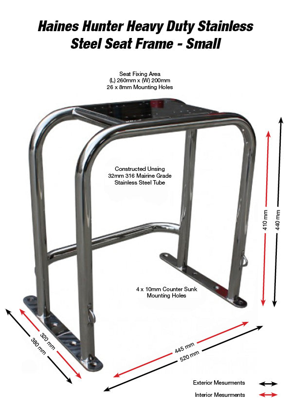 Small Stainless Steel Seat Frame - Haines Hunter