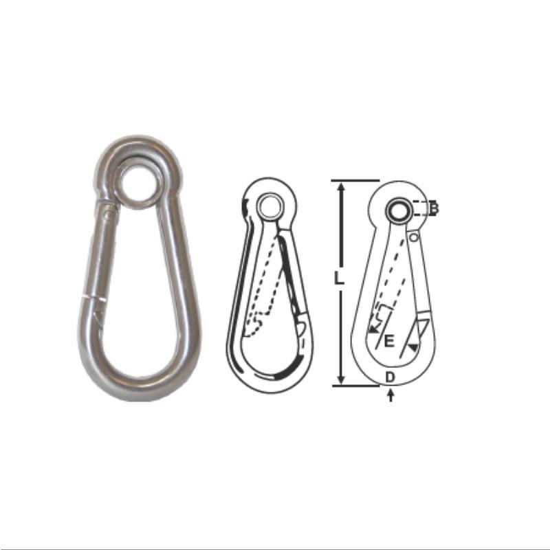 Snap Hooks with Eye - Stainless Steel - Multiple Sizes