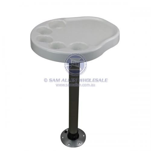 Boat Table - Marine Palm Shape Table Top with Pedestal Post and Base